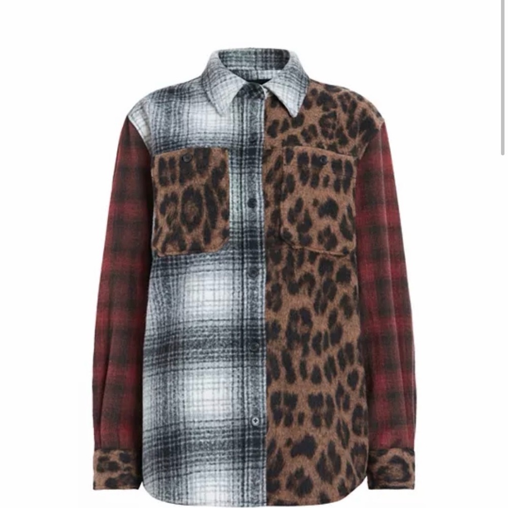 All Saints Gray and Brown Patterned Shirt